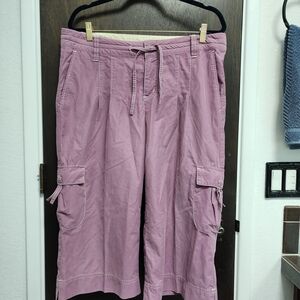 Athleta Purple Lavender Drawstring Cargo Capri 14